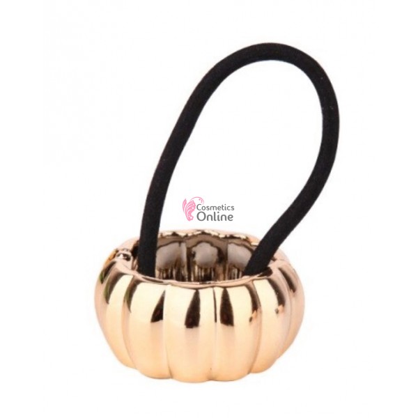 Inel pentru prins parul, plastic rotund ILM016 Auriu cu model